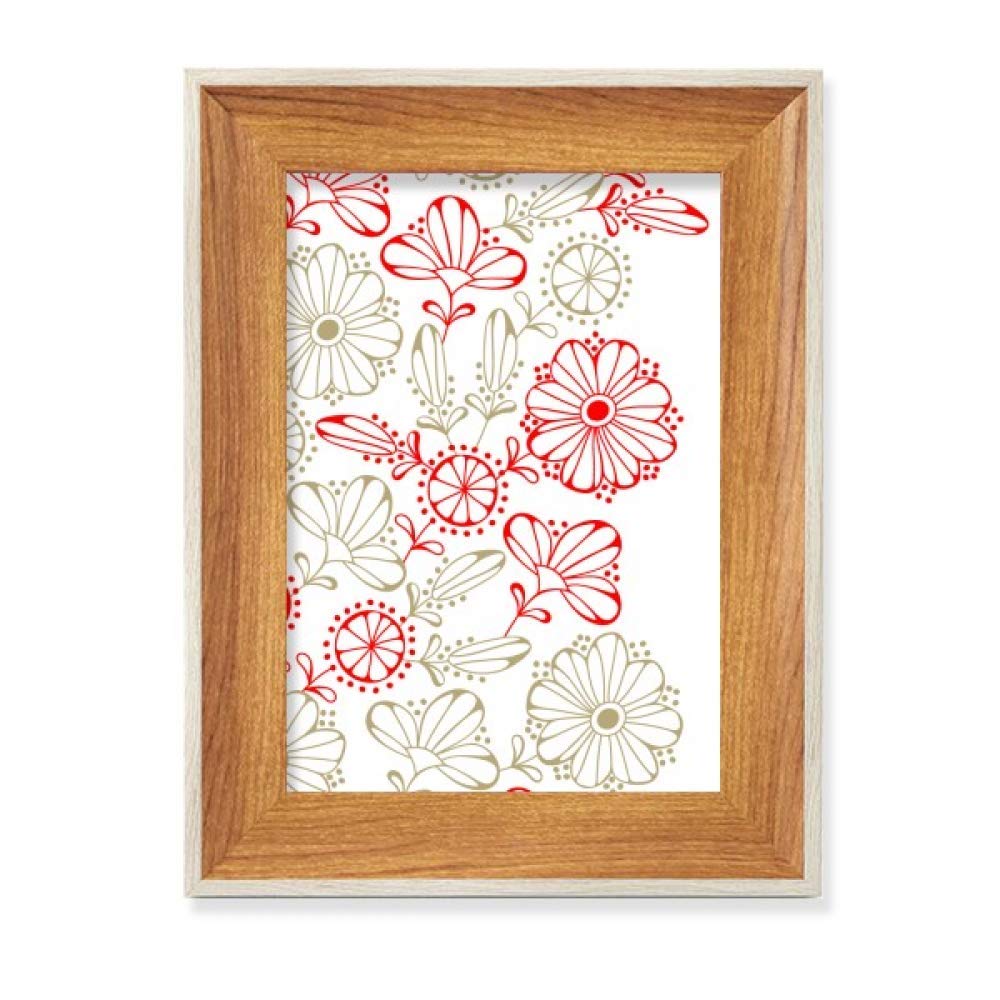 Cadre photo en bois rouge avec fleurs fraîches séchées décoratives pour bureau