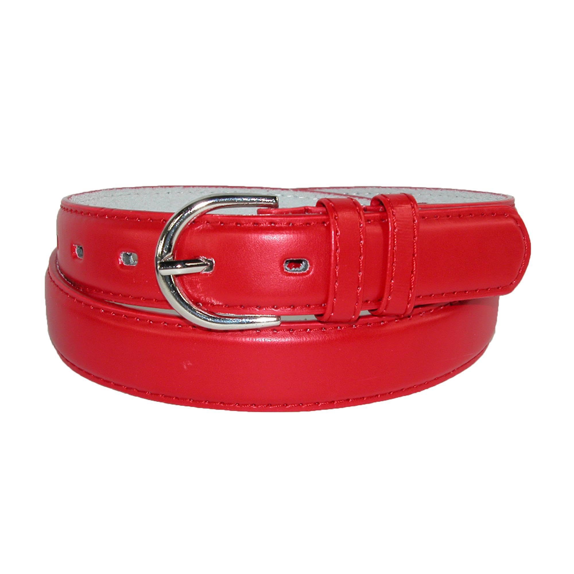 CTM Women's Leather 28.5 mm Dress Belt, L, Red