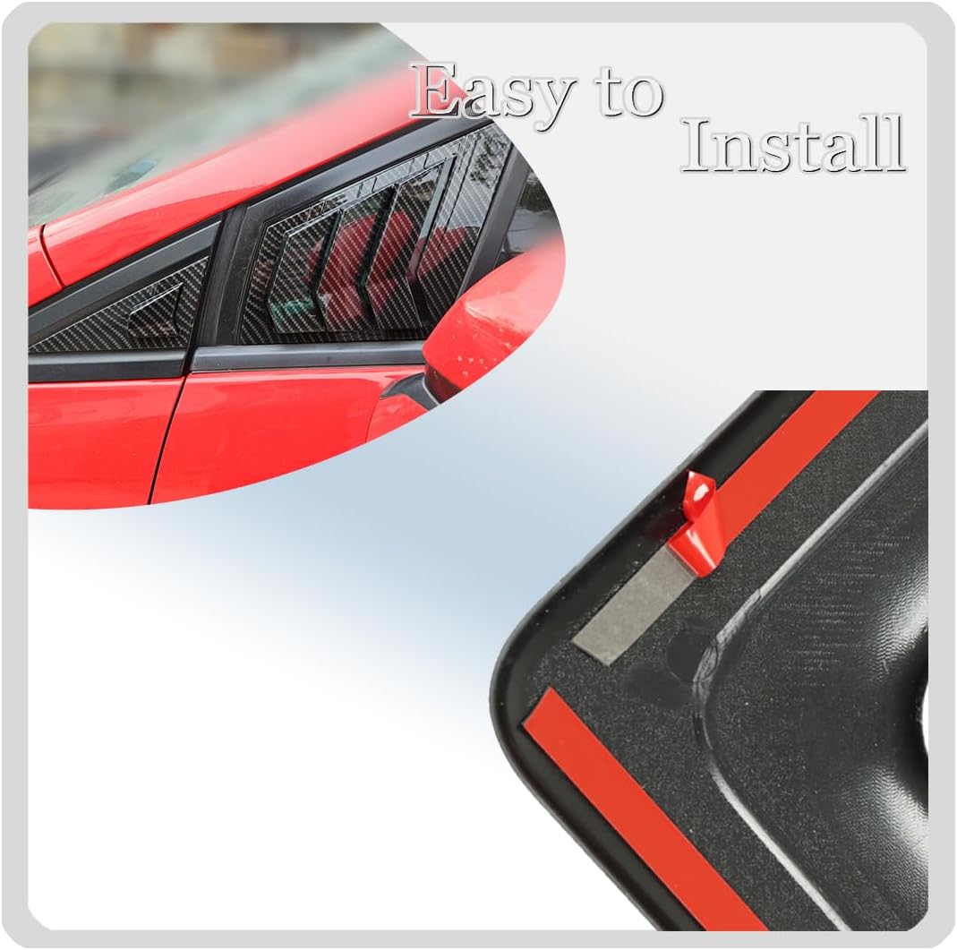 Front Side Window Louvers, 2Pcs Air Vent Scoop Shades Cover Blinds Trim for Honda Civic 9th Gen 2012 2013 2014 2015 - ABS Carbon Fiber Sport Decorative Accessories