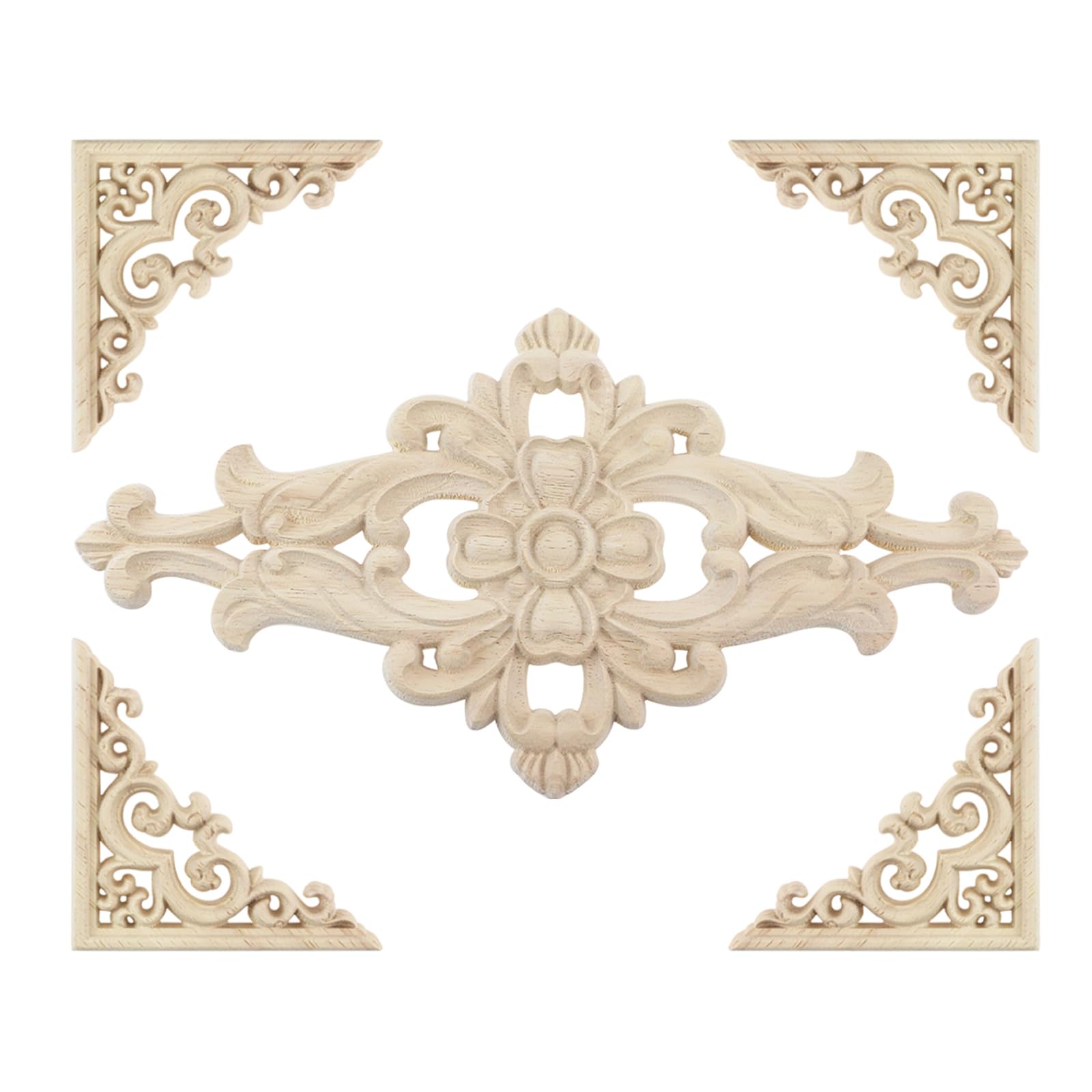 Appliques en bois T Tulead pour armoire et décoration de meuble 5 pcs