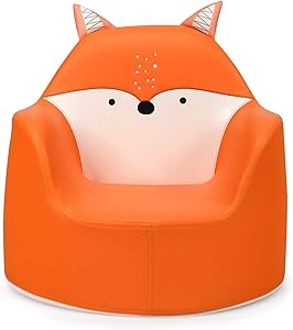 Costzon Kids Sofa, Cartoon Armchair w/Integrated Foam & PU Surface, Children Upholstered Chair Seat, Lightweight Toddler Furniture Toy for Baby Boys & Girls Gift Age 9 Months - 3 Years, Fox