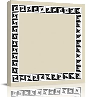 Canvas Wall Decor Prints Oil Paintings 20" x 20",Greek Geometric Key Pattern Stretched Canvas Pictures Wooden Framed Artwork for Bedroom Living Room Bathroom,Minimalist Twist Line on Beigh