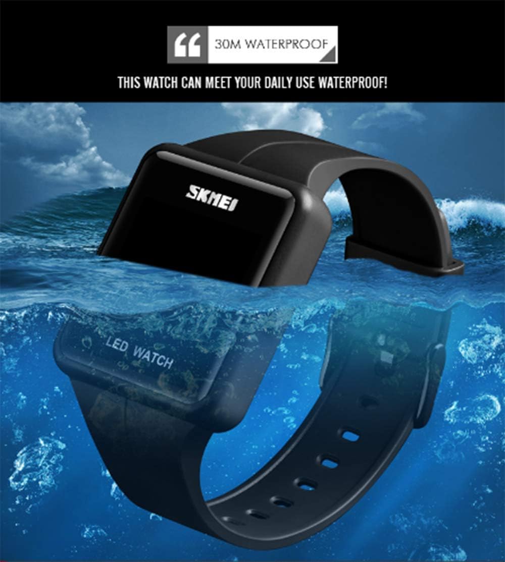 MASTOP Unisex LED Sports Watch Fashion Square Digital Watches Silicone Strap Wrist Watches