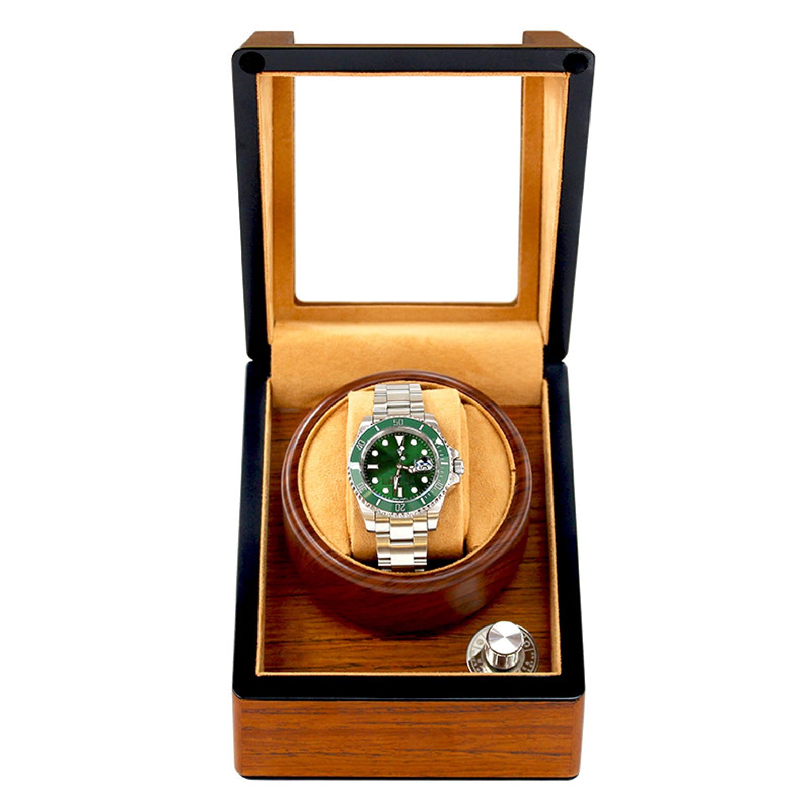 Remontoir Montre Automatique,Boite Montre Automatique,Remontoir à Montre Ecrins,Remontoir De Montre Automatique en Bois,BoîTe De Remontoir De Montre pour 1 Montres,Silencieuse