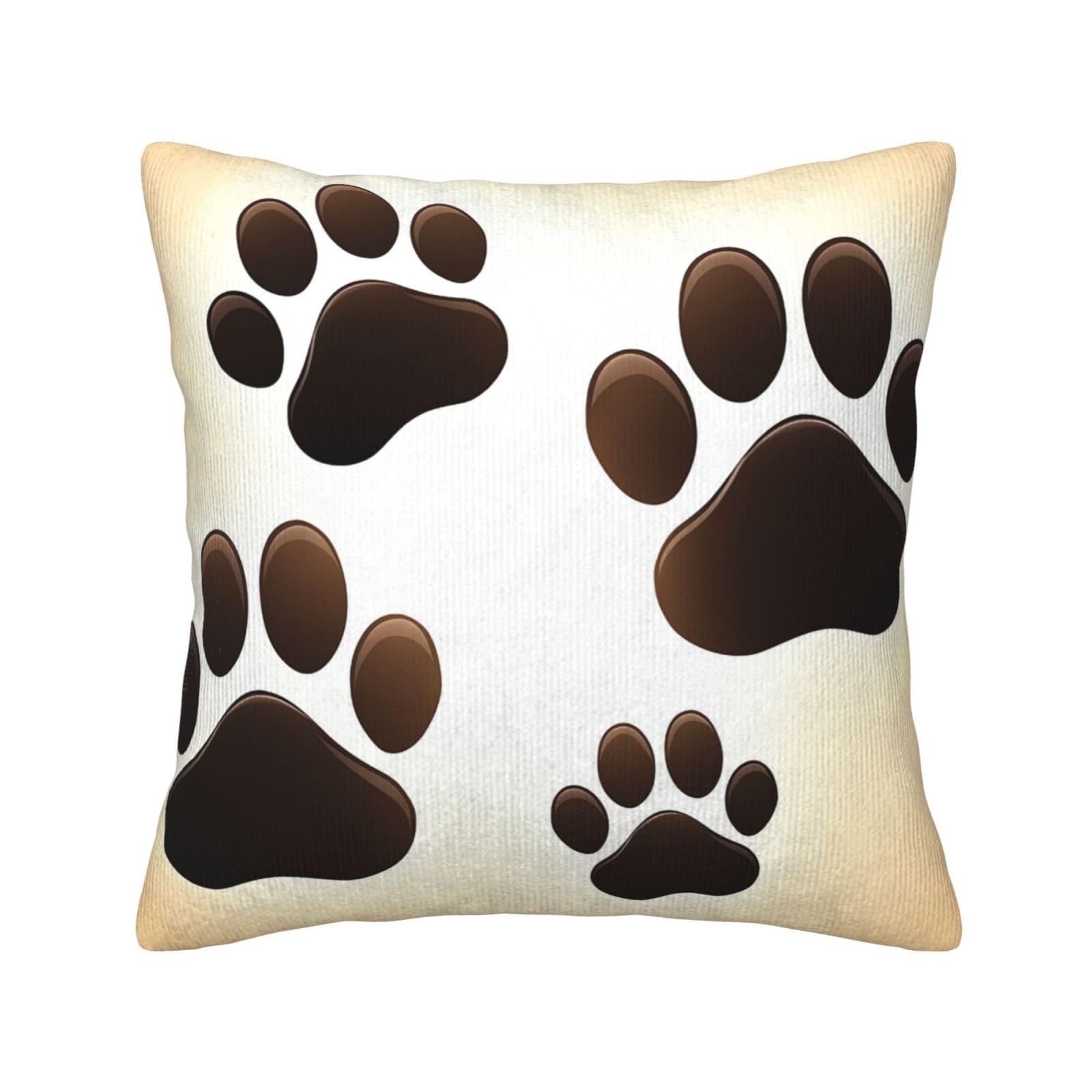 Housse de coussin velours côtelé motifs pattes d'animaux pour décoration canapé