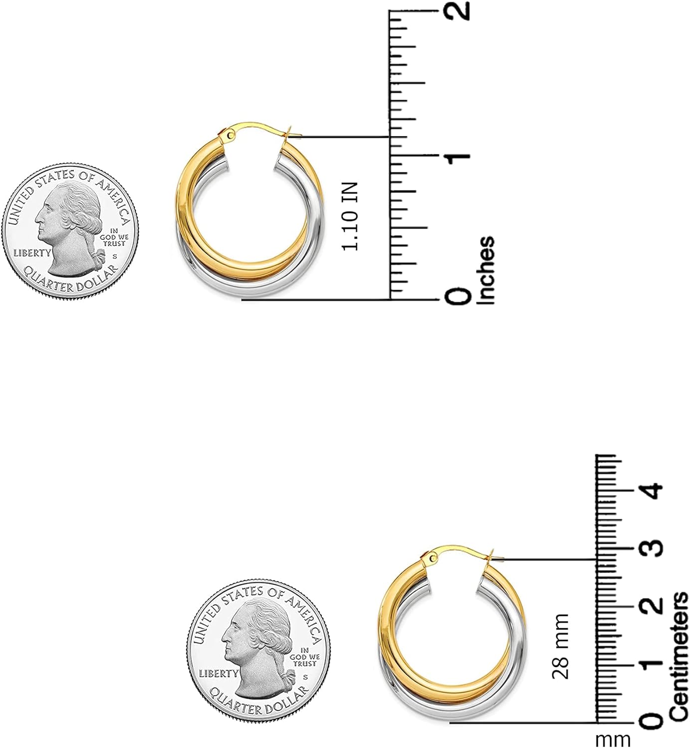 LeCalla 925 Sterling Silver Two-Tone Three-Tone Hoop Earrings Intertwining Round Shape Polished Chunky Hoop Earrings for Women - Image 6