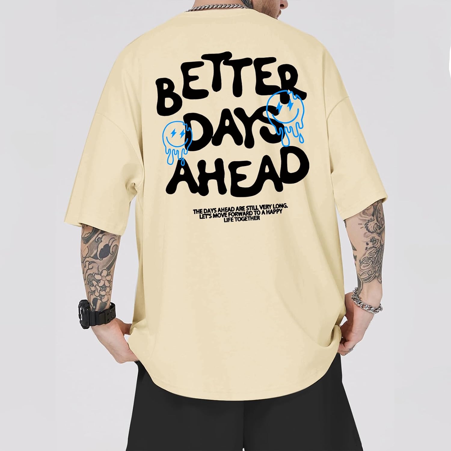 Mens Funny Graphic T-Shirts Oversized Inspirational Positive Saying Shirt Vintage Printed Tees Casual Streetwear Tops - Image 3