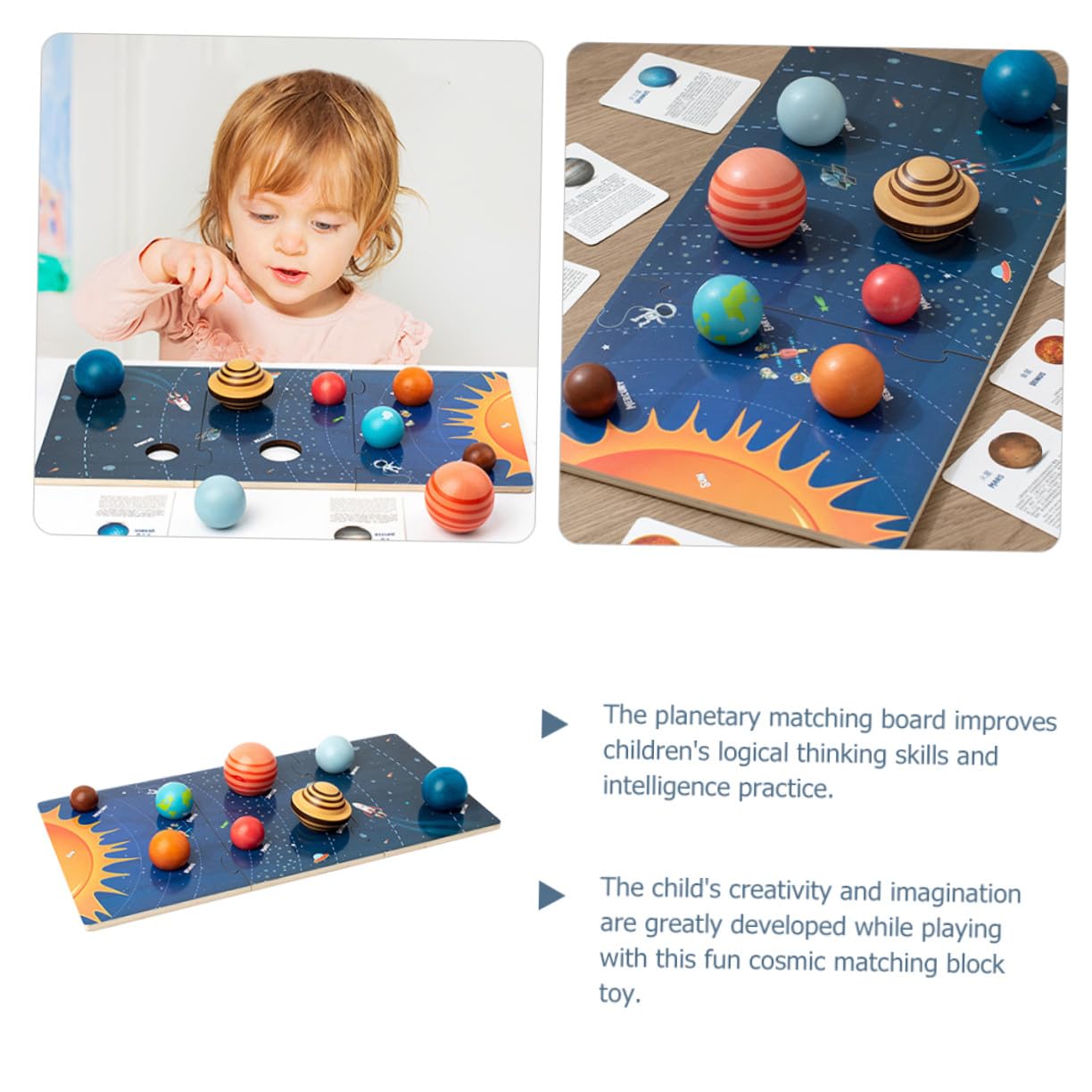 Juego de Rompecabezas Sistema Solar de Madera para Niños, Juguete Educativo para Desarrollar Creatividad E Inteligencia, 1 Set Interactivo y Divertido