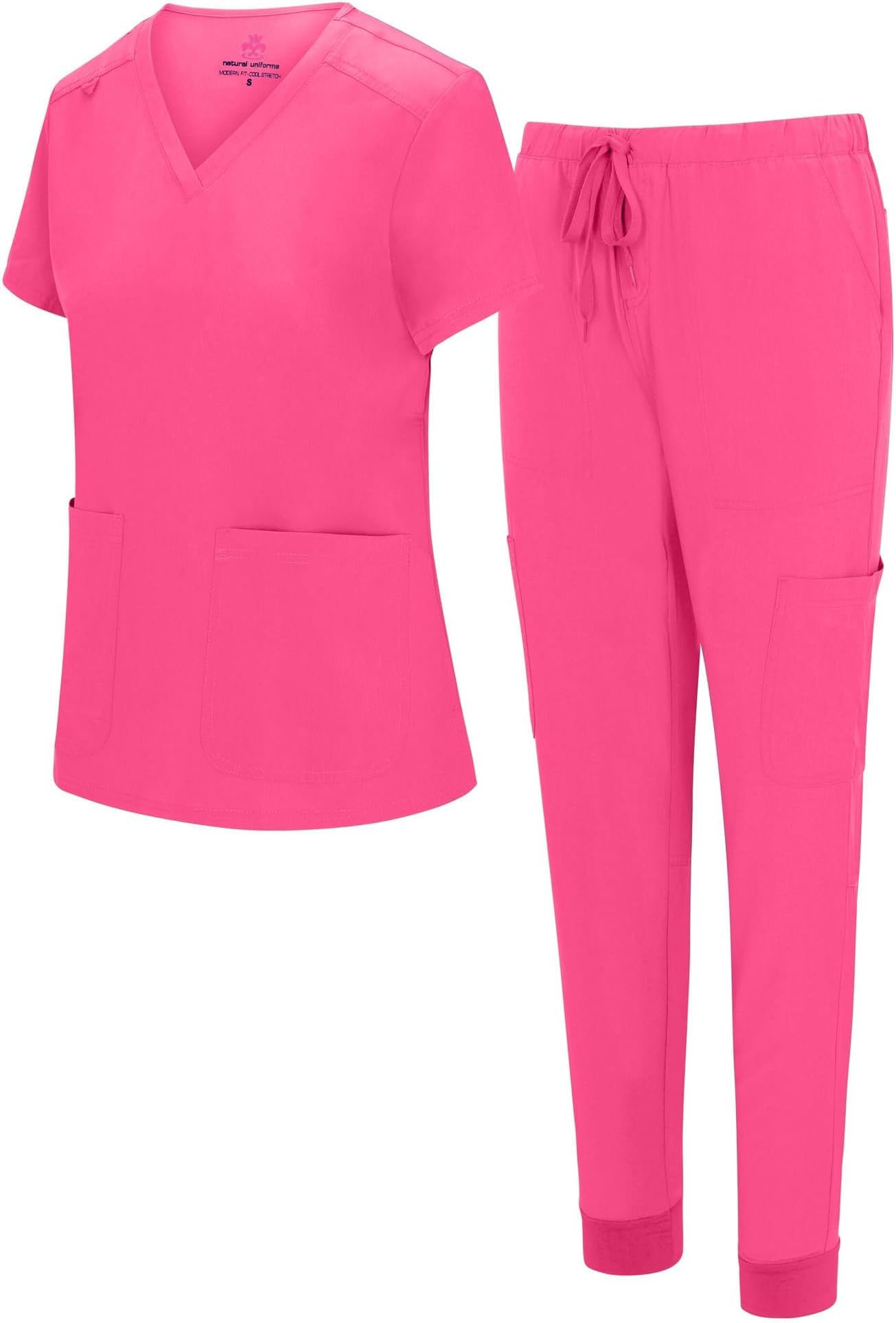 Natural Uniforms Womens Essential Cool Stretch Jogger Scrub Set with Regular and Petite Sizes