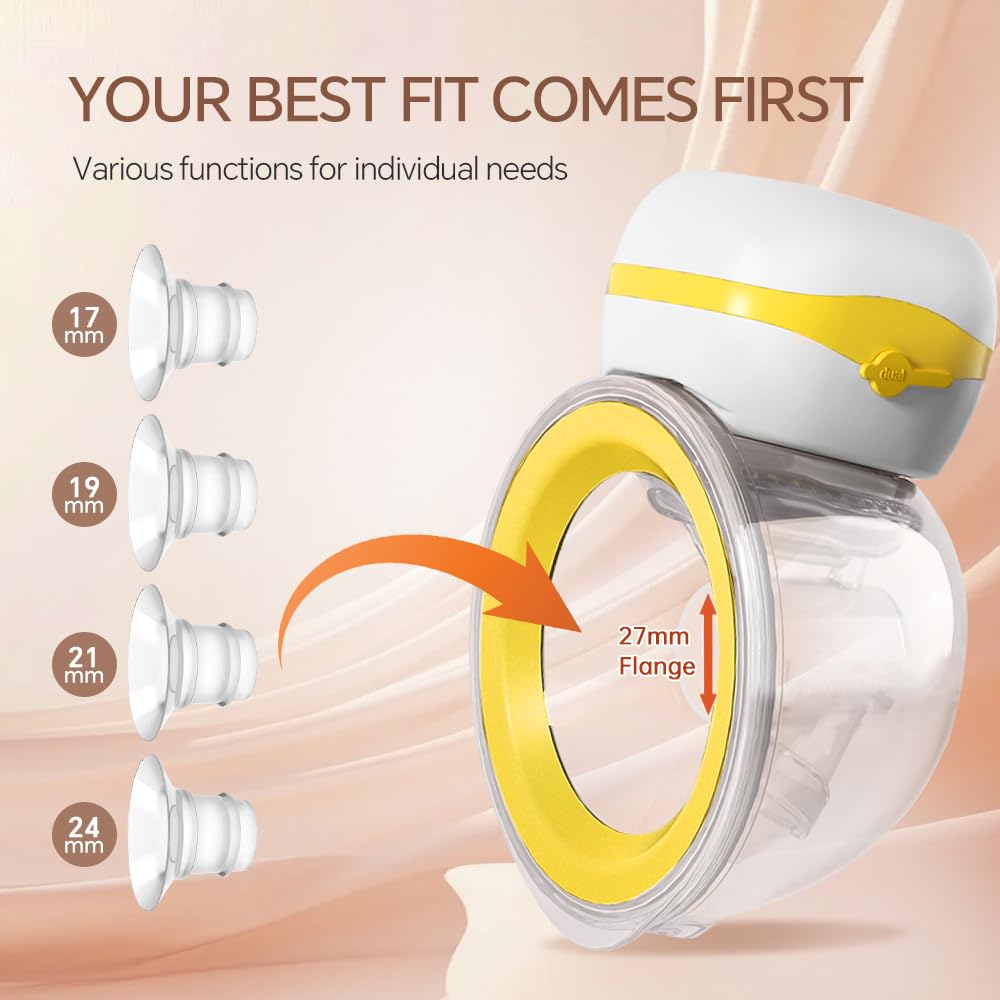 PumpMom-us Extractor de leche eléctrico portátil, doble manos libres, con 3 modelos y 9 niveles, recargable de bajo ruido con estuche de almacenamiento, taza de leche de 180 ml, sin BPA (paquete de 1)