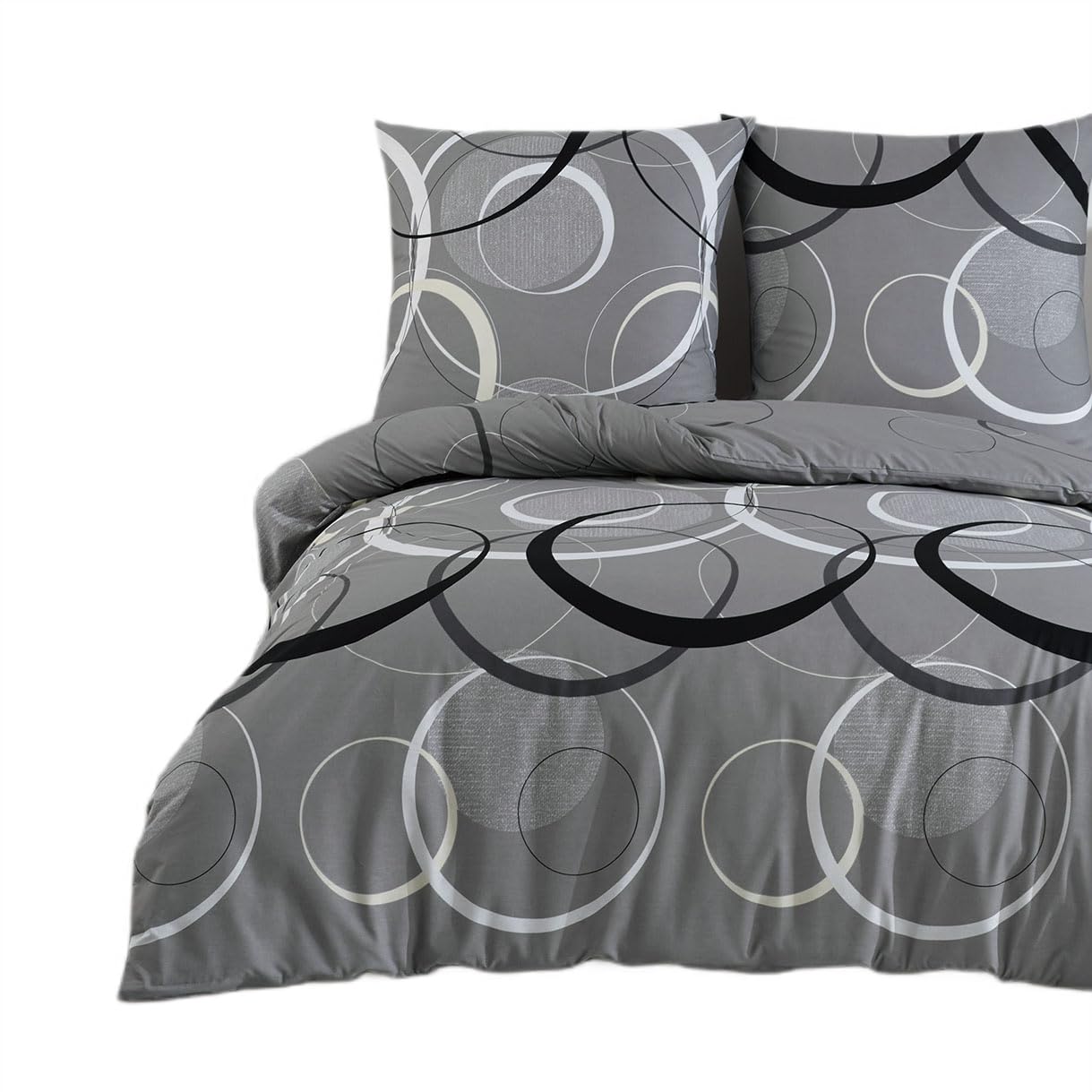 Buymax Bettwäsche Set aus 100% Baumwolle Renforcé, Streifen & Moderne Muster, mit Reißverschluss, Oeko-TEX Standard 100, Verschiedene Größen