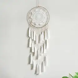 Estética de decoração de quarto boêmio, apanhadores de sonhos de macramê para pendurar na parede, apanhadores de sonhos feitos à mão, decoração de casa com enfeite de pena de borla, presente de bênção