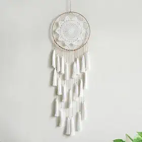 Estética de decoração de quarto boêmio, apanhadores de sonhos de macramê para pendurar na parede, apanhadores de sonhos feitos à mão, decoração de casa com enfeite de pena de borla, presente de bênção