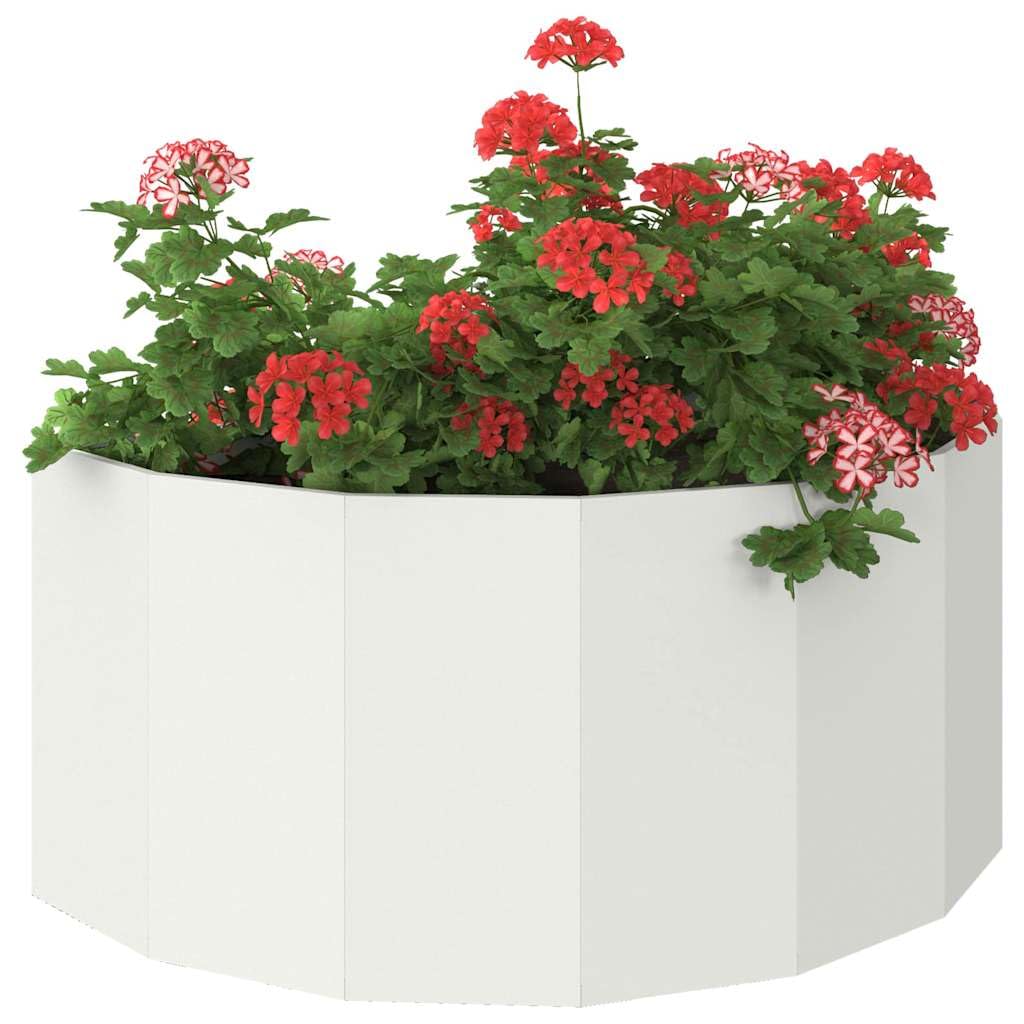 vidaXL Planter White 120 x 60 x 50 cm Steel, Garden and Terrace, Durable Outdoor Planter, Decorative Container, Steel Holder, Greenhouse Pot, Floral Box, Yard Accent