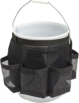 Karlak Fishing Bucket Organizer for 5 Gallon Bucket Ice Fishing Bucket Organizer Tackle Bag with Multi-Pockets for Car Washing, Fishing, Garden