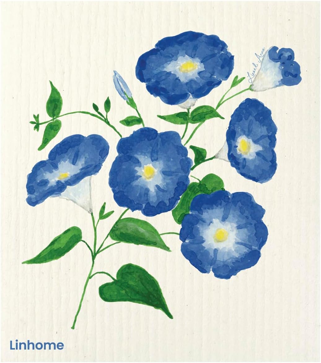 Garden Collection Swedish Dishcloth, Reusable Paper Towel, Super Absorbent Cellulose Sponge, Kitchen Cleaning Cloth, Washable & Compostable (Blooming Garden - 5 Pack)