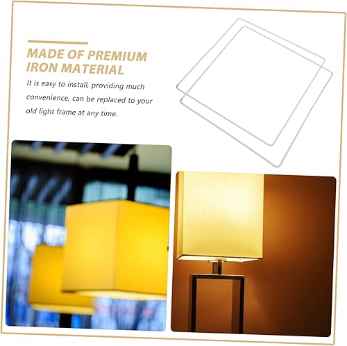 Miniatura 7 de Housoutil 2 piezas de aro de hierro cuadrado de metal para lámpara de lámpara de faroles decorativos, candelabros de metal, pantalla cuadrada, marco