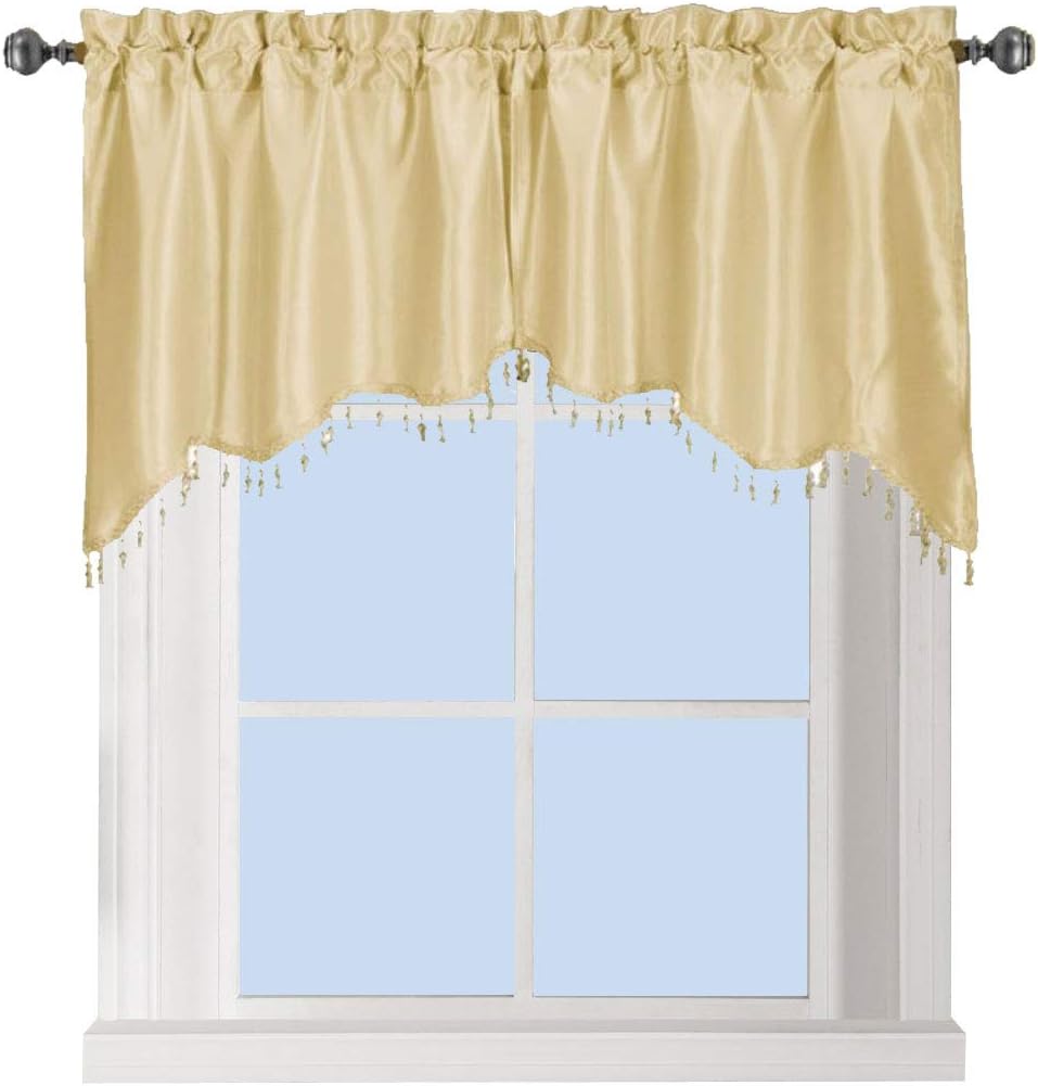 sheetsnthings Soho Swag Decorative Trim Window Valance for Kitchen (Pair, 70x30) Rod Pocket Living Room Valance, Solid Black
