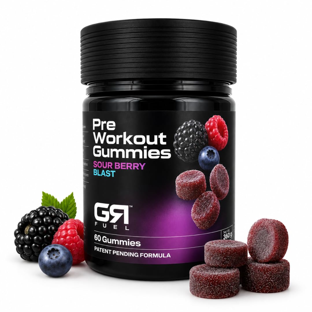Pre Workout Gummies, Energy &amp; Focus, Sour Berry Blast, 30 Servings