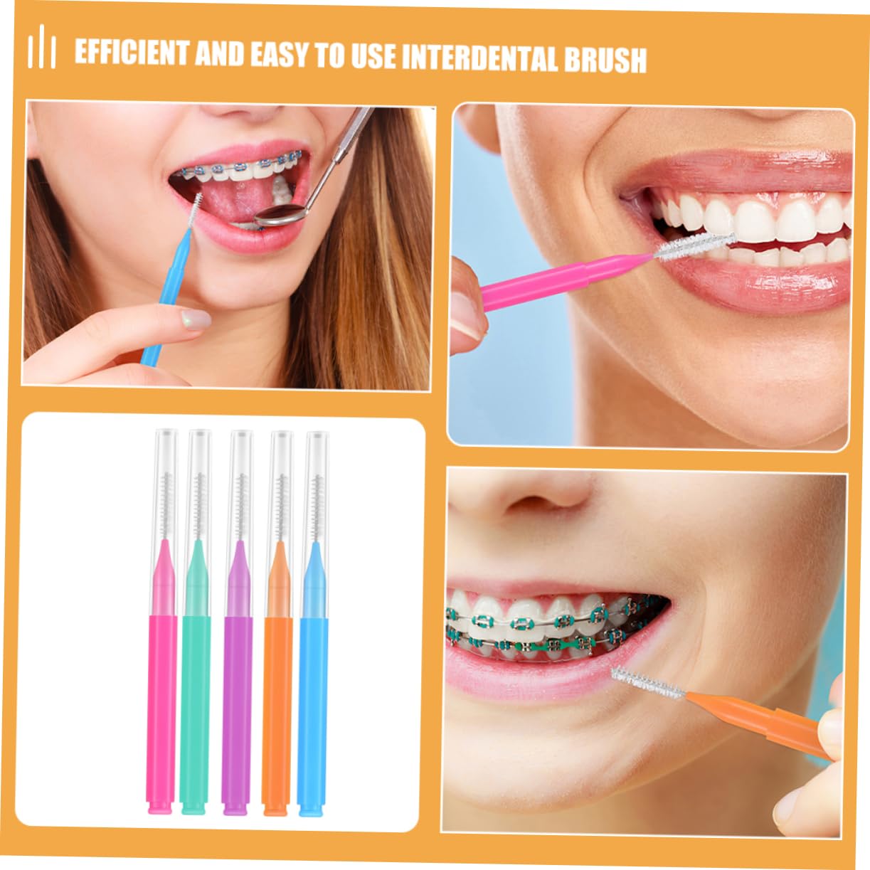 ULTECHNOVO 250piezas Cepillos Interdentales Para Limpieza Oral Diseño Compacto y Ligero Para Dientes y Brackets