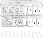 2 Packs Cable Management Plastic Storage Box with Lid, Stackable Charging Cord Protector Boxes Holder with 20pcs Wire Ties for Home Office Desktop Drawer Organizer Case