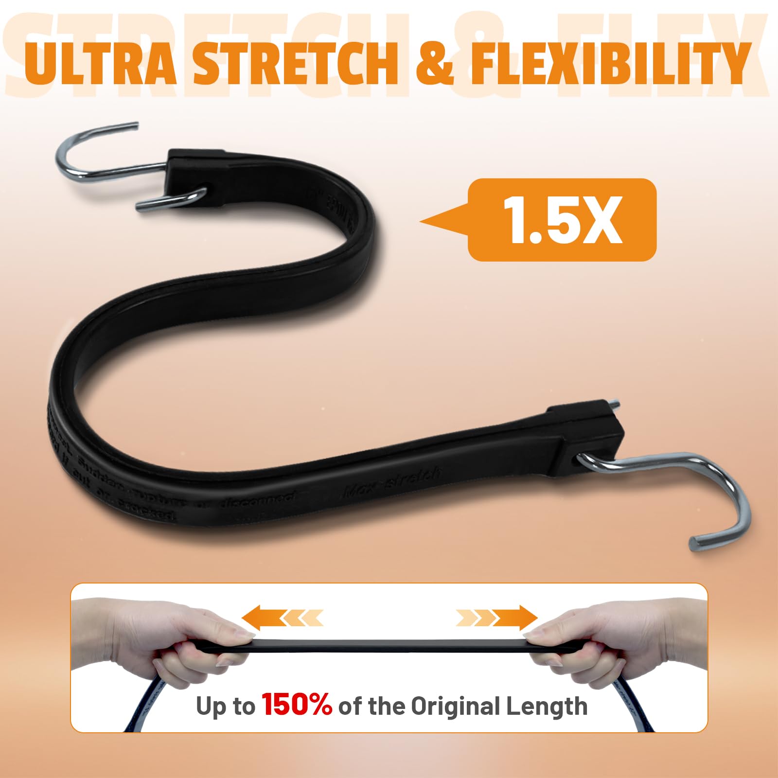 Confezione da 10 corde elastiche in gomma da 80 cm con ganci, resistenti, in EPDM, cinghie ideali per esterni, tettoie in tela, moto e teloni, confezione da 10