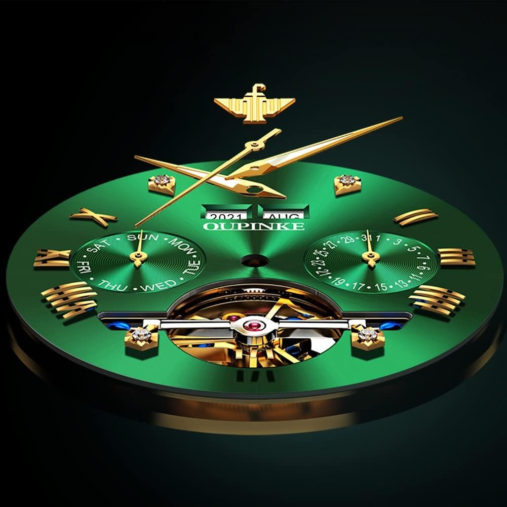 OUPINKE Relojes automáticos para hombre, esqueleto, mecánico, cuerda automática, reloj de pulsera de lujo, vestido de negocios, diamante, acero de tungsteno, cristal de zafiro, calendario, Correa de