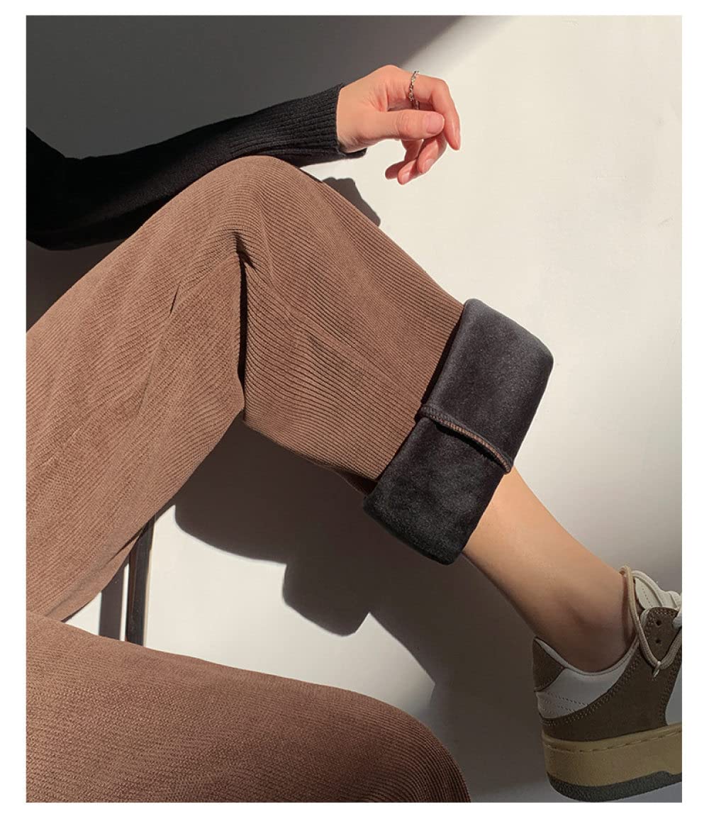 Damen Hose Mit Weitem Bein - Lässige Damen Herbst Und Winter Dicke Cordhose Mode Stretch Hohe Taille Lockere Hose Mit Weitem Bein Gepolstert Warm Einfach Outdoor Sport Elegant Business Party