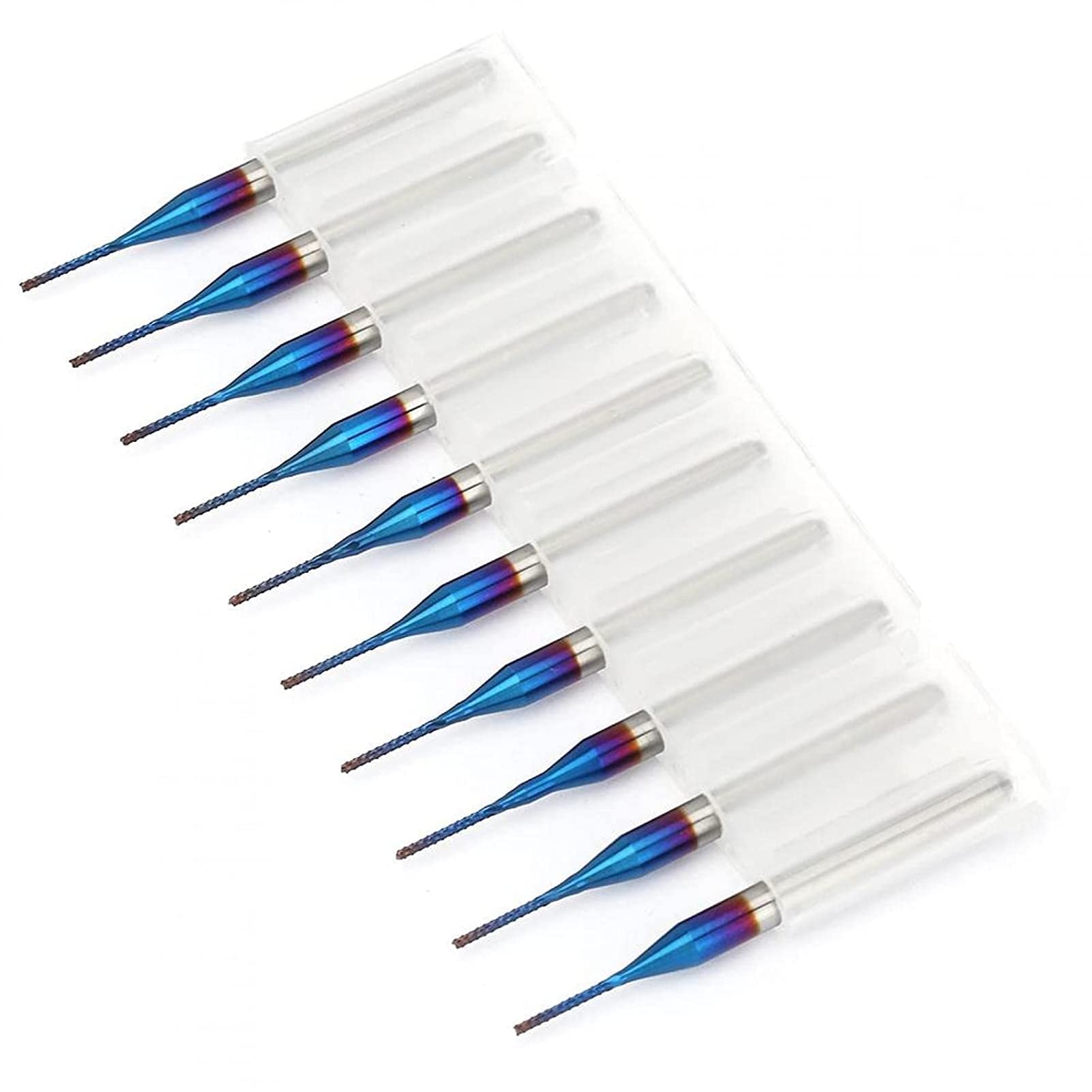 10 Wolframfräser Blau Beschichtet – CNC Frässet 0,5–0,9 Mm, Schaft 3,175 Mm Für Gravur & Hardware
