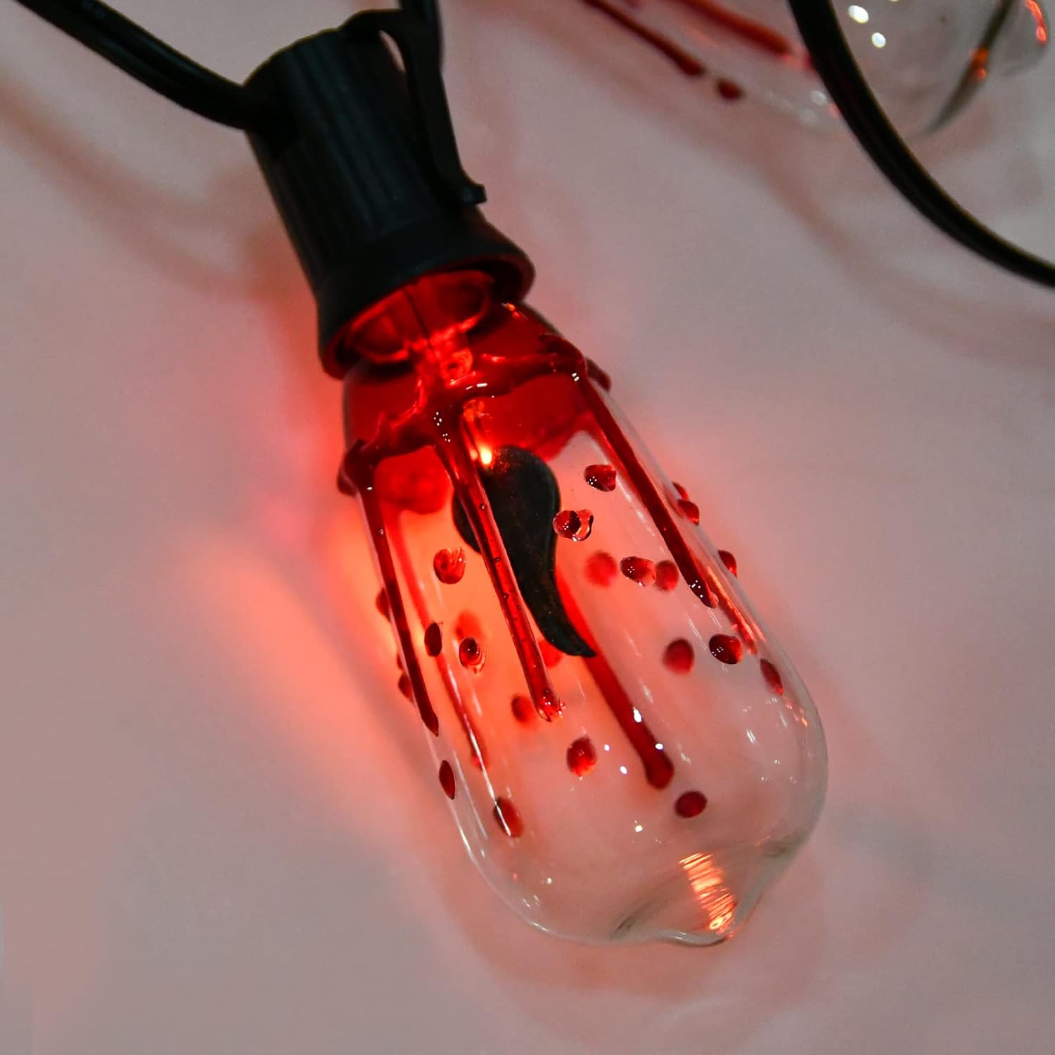 Abeja ST40 Flicker Flame Light Bulbs, Halloween Replacement Bulbs with Flame and Blood and Tears, 1 Watt E17 Screw Base, ST40 Replacement Light Bulbs for Halloween Decorations-10 Pack
