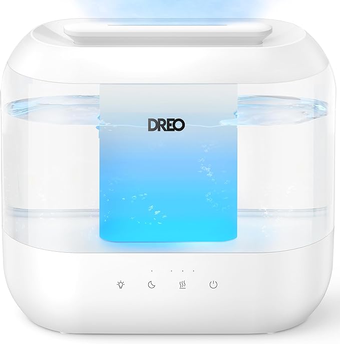 Dreo Top Fill 4L Humidifiers for Bedroom, 36H Runtime, 28 dB Quiet Cool Mist Supersized Air Humidifier for Large Room, Plants, Baby Nursery, Indoor, Night Light, Easy to Clean & Fill