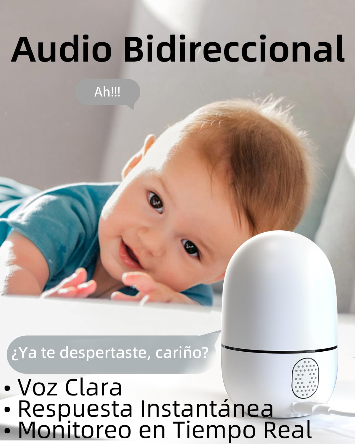 VIRTAVO Cámara Vigilancia Interior 1080P Doble Lente, Visión Nocturna Color Total y Seguimiento IA 360° | Audio Bidireccional, Alertas Móviles | para Bebé, Mascota y Hogar | WiFi 2.4GHz, SD/Nube