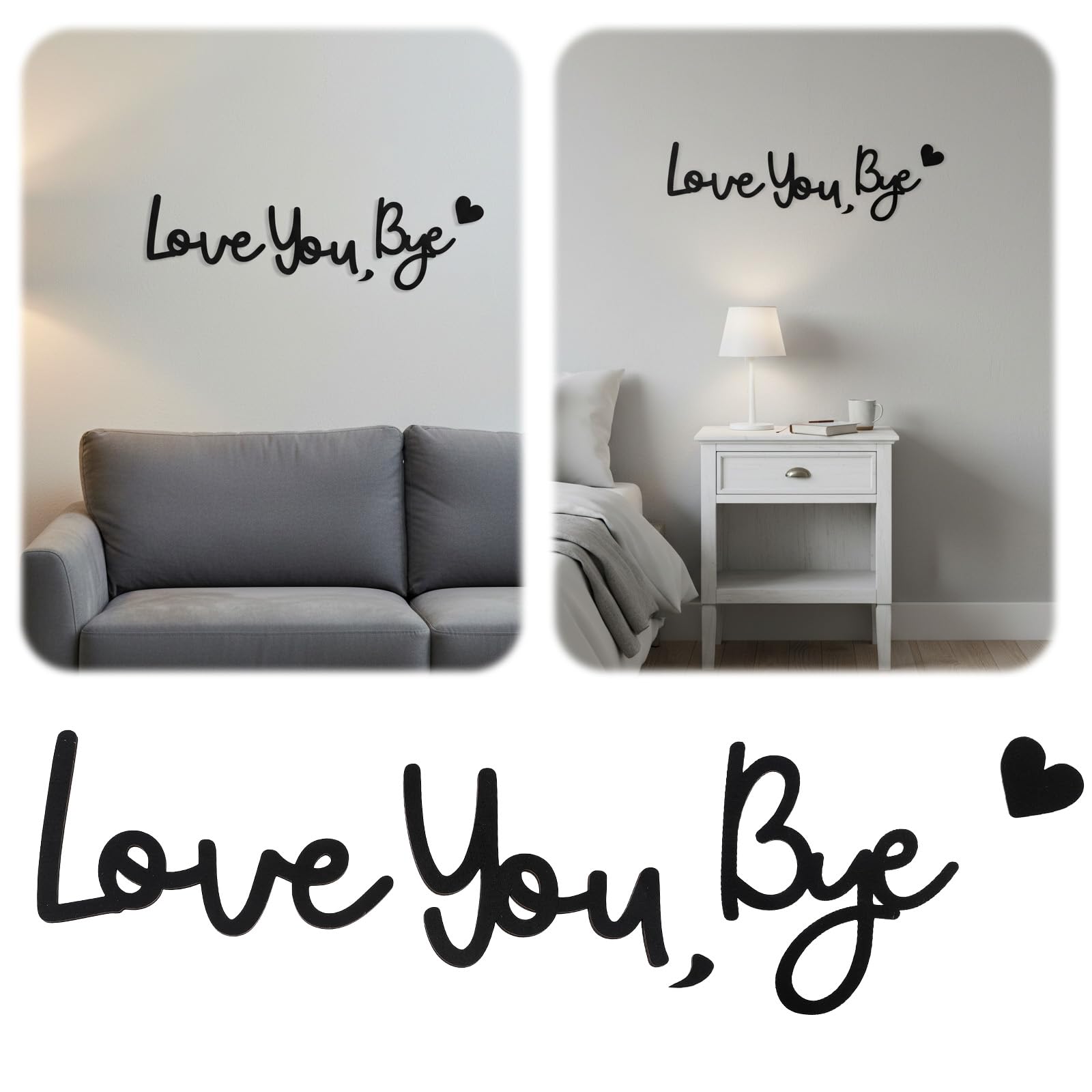 Muiltvoe Love You Bye Above Door Sign, Wood Black Letter Sign Modern Wall Art Decoration for Hallway and Stairs Entryway House Office Romantic Home Decorations Express Love and Warm