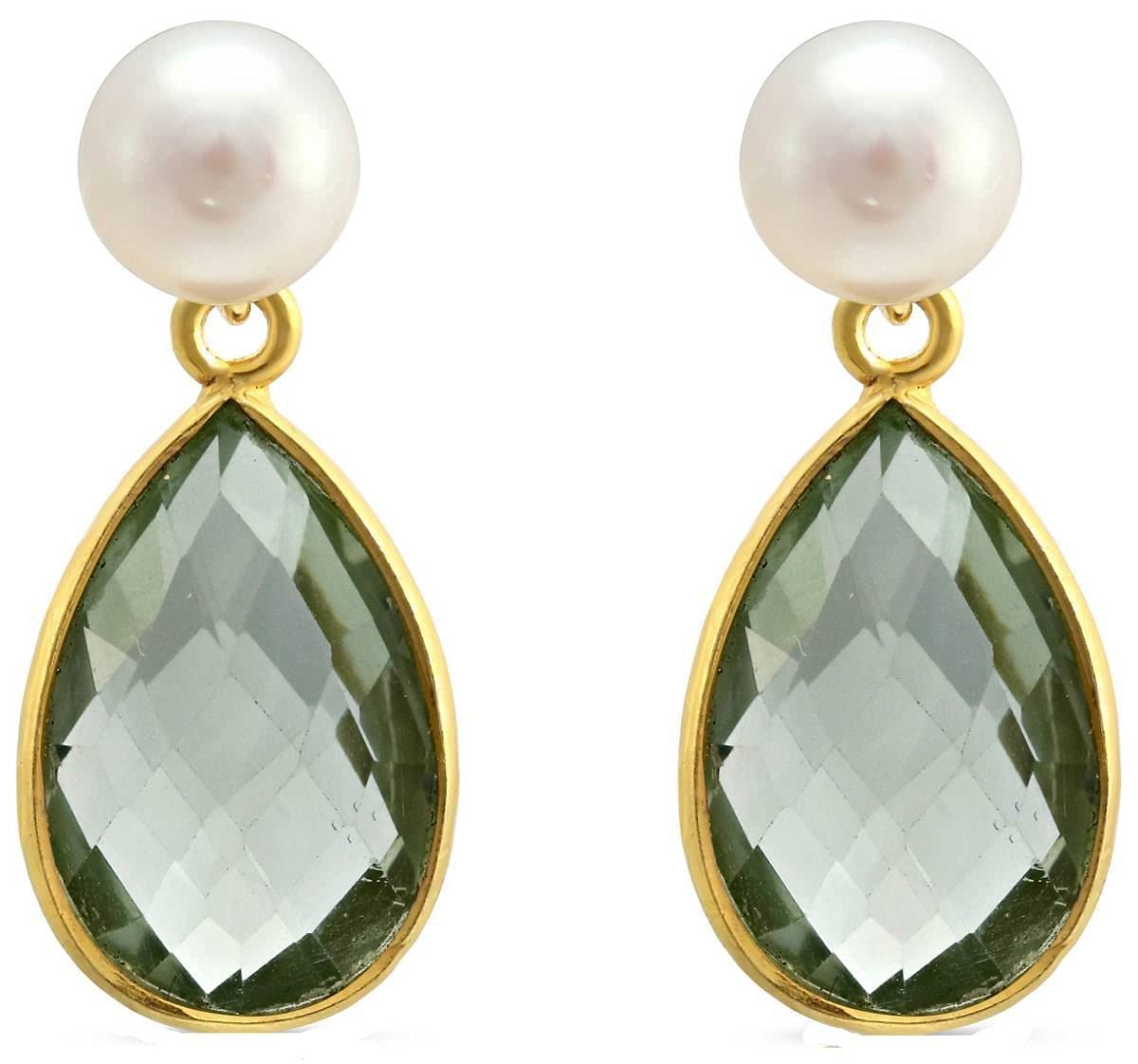 Pearls of the OrientWomens Clara Freshwater Pearl Amethyst Drop Earrings - Green