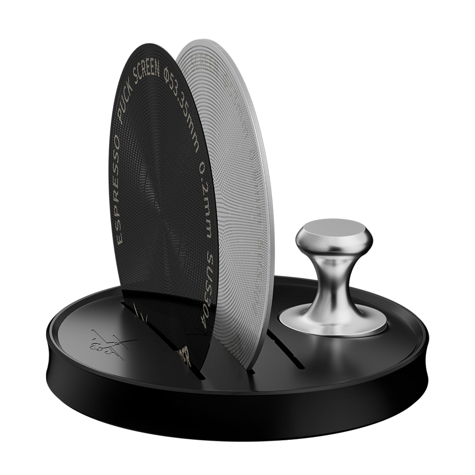 MHW-3BOMBER 54mm Espresso Puck Screen - 0.2mm Ultra Thin Espresso Puck - Metal Reusable Coffee Filter for Portafilter Basket 54mm - Puck Screen with Stand 3 Pack FG7051-OS