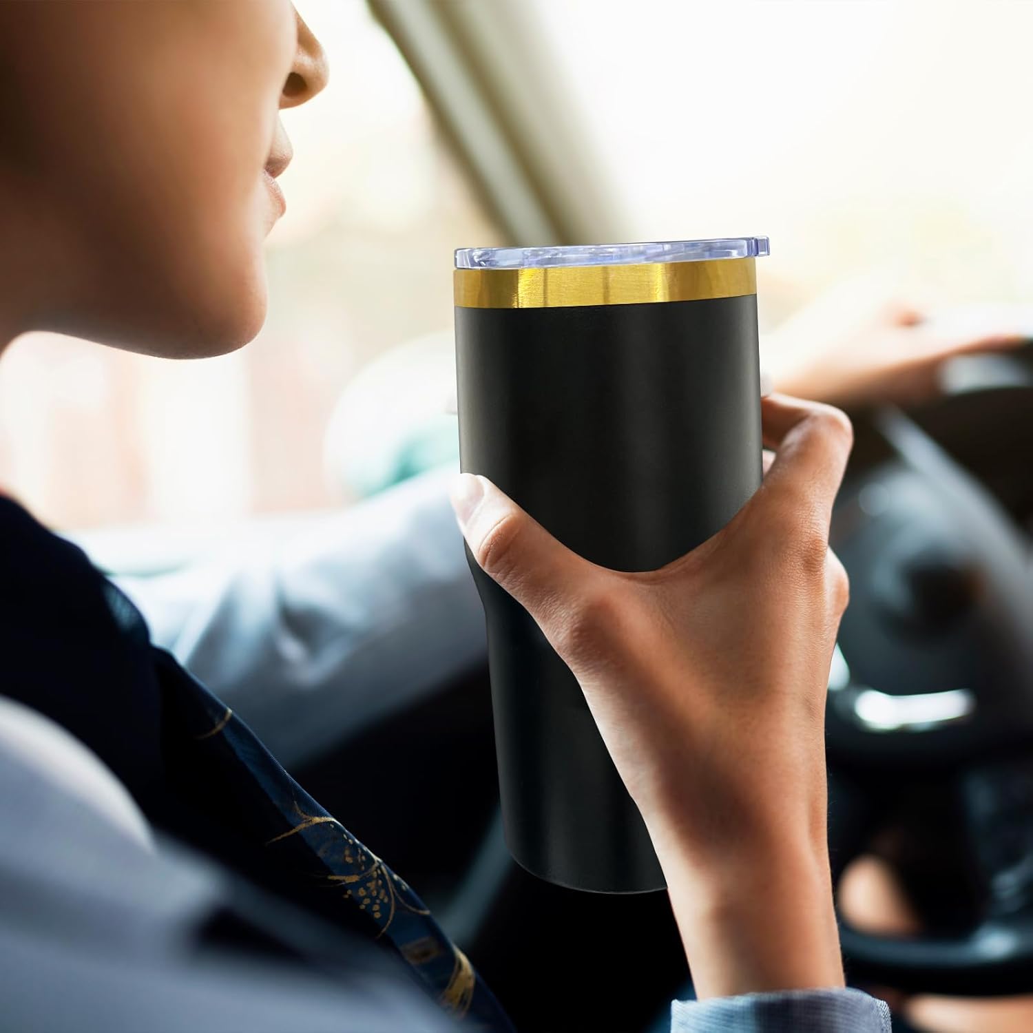 20 oz Tumbler Stainless Steel Tumbler with Lid and Straw, Double Wall Vacuum Insulated Travel Coffee Mug for Laser Engrave, Powder Coated Cups for Hot and Cold Drinks (Black,1 pack) - Image 6