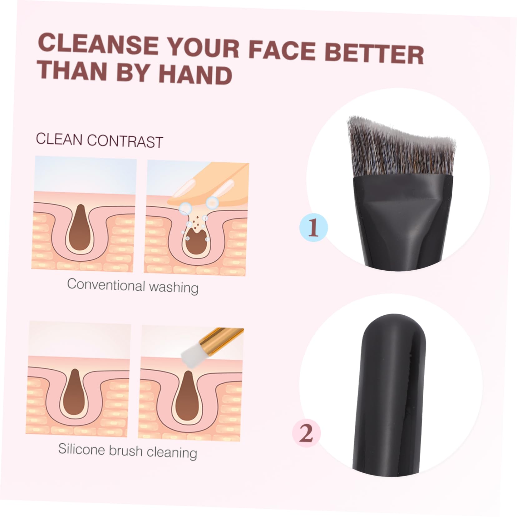 Healeved 4pezzi Shaped Contouring Brush Per Makeup Pennello Fondotinta Legno Nero Per Contouring e Trucco Professionale Strumento Essenziale Per Bellezza e Saloni