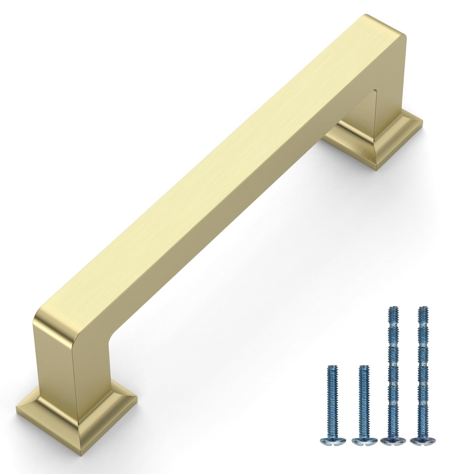 Paquete de 10 tiradores de latón cepillado de 3.75 pulgadas (96 mm) para gabinetes de cocina, cajones y armarios