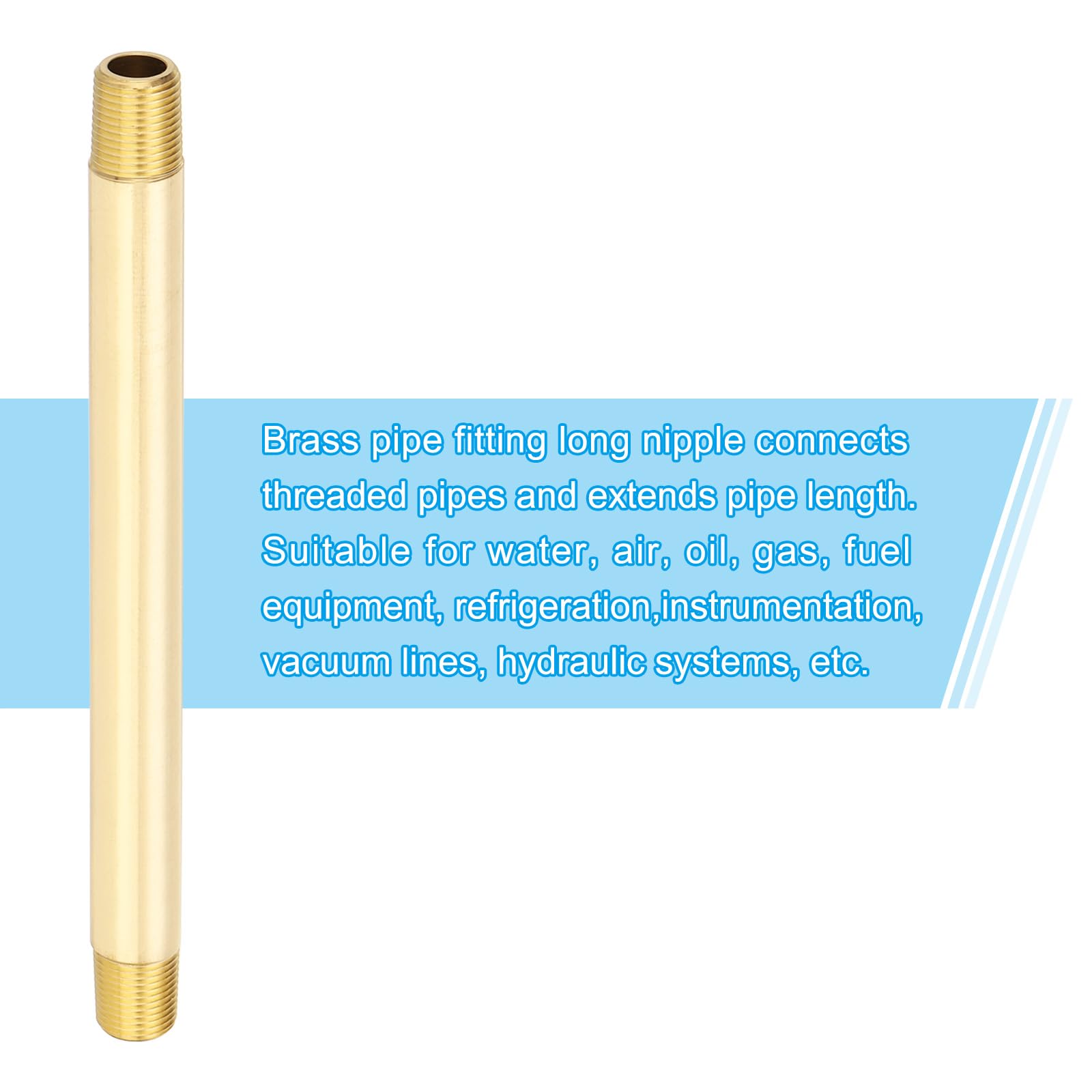 PATIKIL 1/8" x 1/8" NPT Maschio Raccordo In Ottone Lungo Nipple, 25Pezzi 5" Lungo Raccordo Tubo Dritto Connettore Prolungatore Per Carburante, Aria, Acqua, Olio, Gas Collegamento