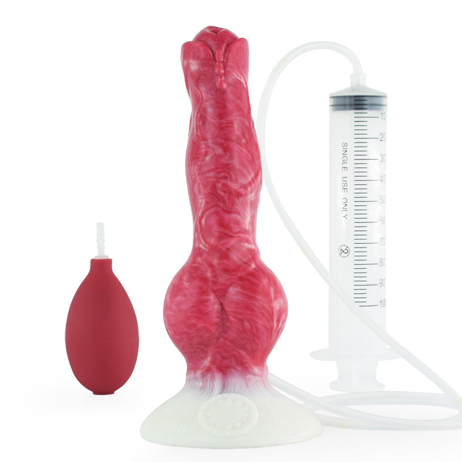 Falli per pene cane lupo XL morbido silicone realistico mostro animale con funzione eiaculazione vibratore anale pene vibratore butt plug giocattolo del sesso per uomini donne(Tiefrot)
