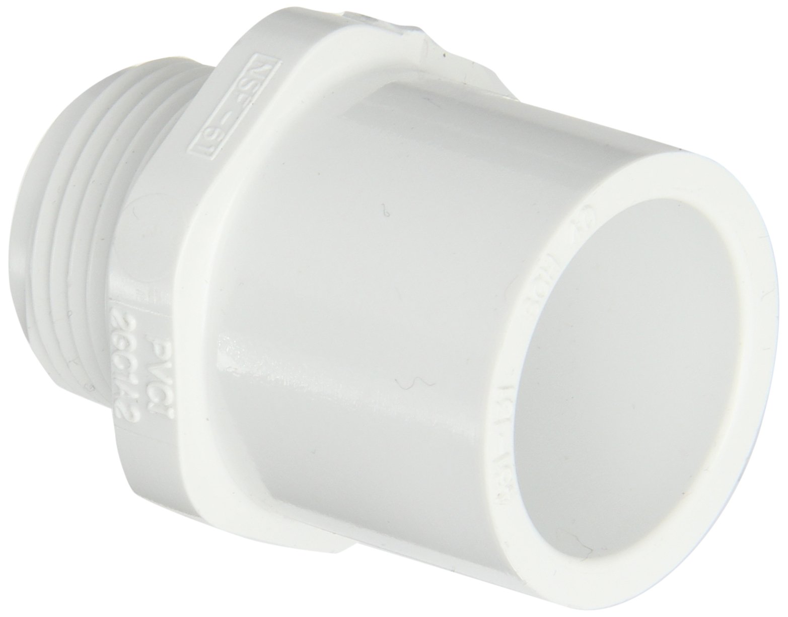Spears 461 Series PVC Pipe Fitting, Adapter, Schedule 40, 1" NPT Male x 3/4" Spigot