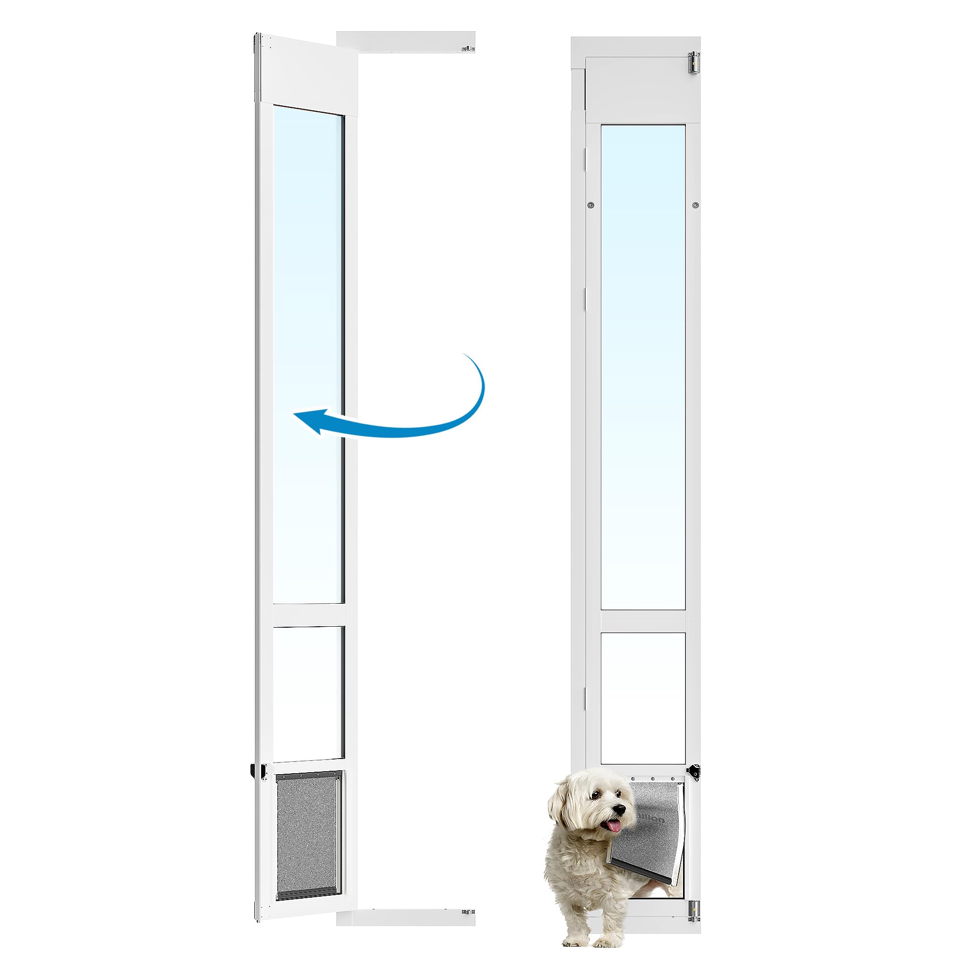 medium dog door for sliding glass doors, adjustable height 75 7/8" to 81", all-metal framed, perfect for medium pets up to 40 pounds