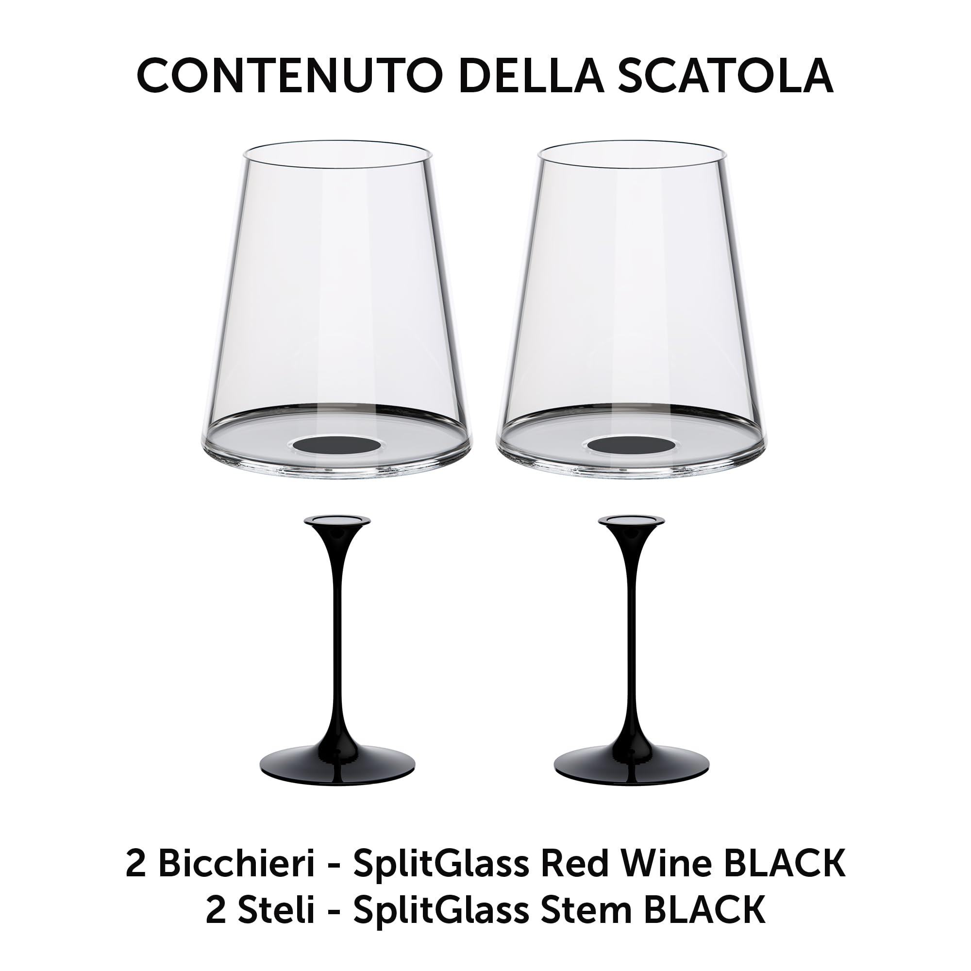 Trebonn SplitGlass Bicchieri Modulari Magnetici (Set 2 calici Red Wine) – Da Bicchiere a Calice in 1 Click – Salvaspazio, Lavabili in Lavastoviglie
