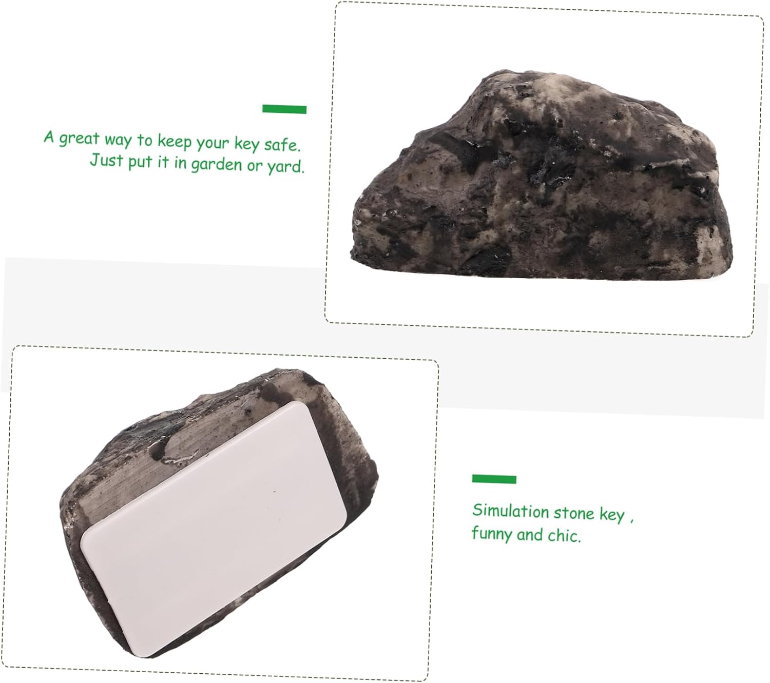 Stone Key Box Hidden Key Holder Resin Set for Garden Yard | 3Pcs Pack, Stone Shape, Artificial Resin Build, Key Storage Box for Outdoor Placement