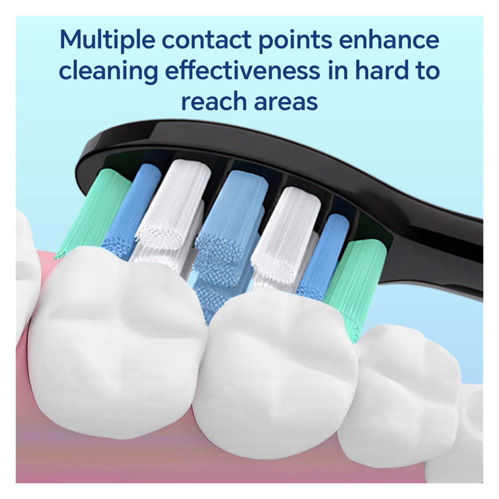 muyihui Paquete de 4, 8, 12 y 20 cabezales cepillo repuesto compatibles con dientes eléctrico Click-on, recambios cepillos(Black-20 Pcs)