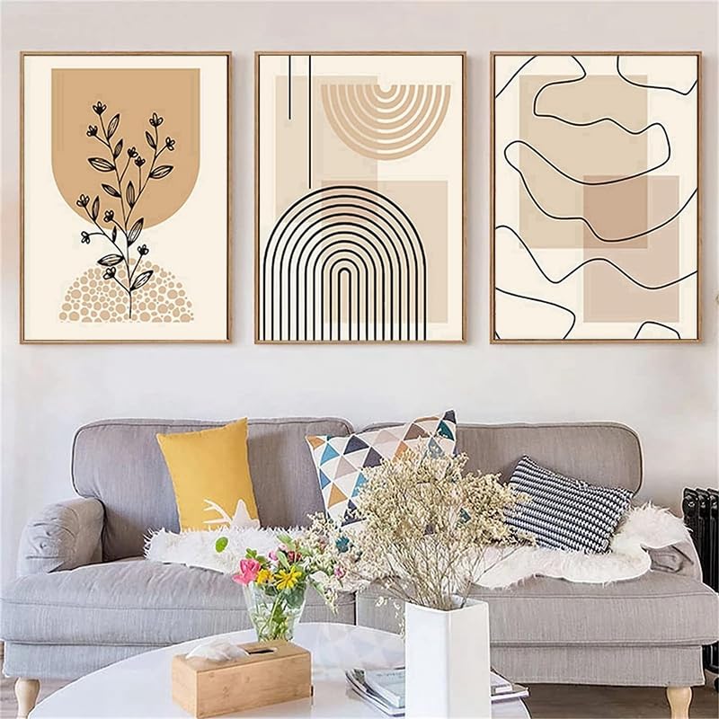 QPLGTU Juego de pósteres geométricos, imágenes abstractas de flores y plantas, póster impreso para sala de estar, fondo, decoración de pared, sin marco (estilo 1, 20 x 30 cm x 30 cm)