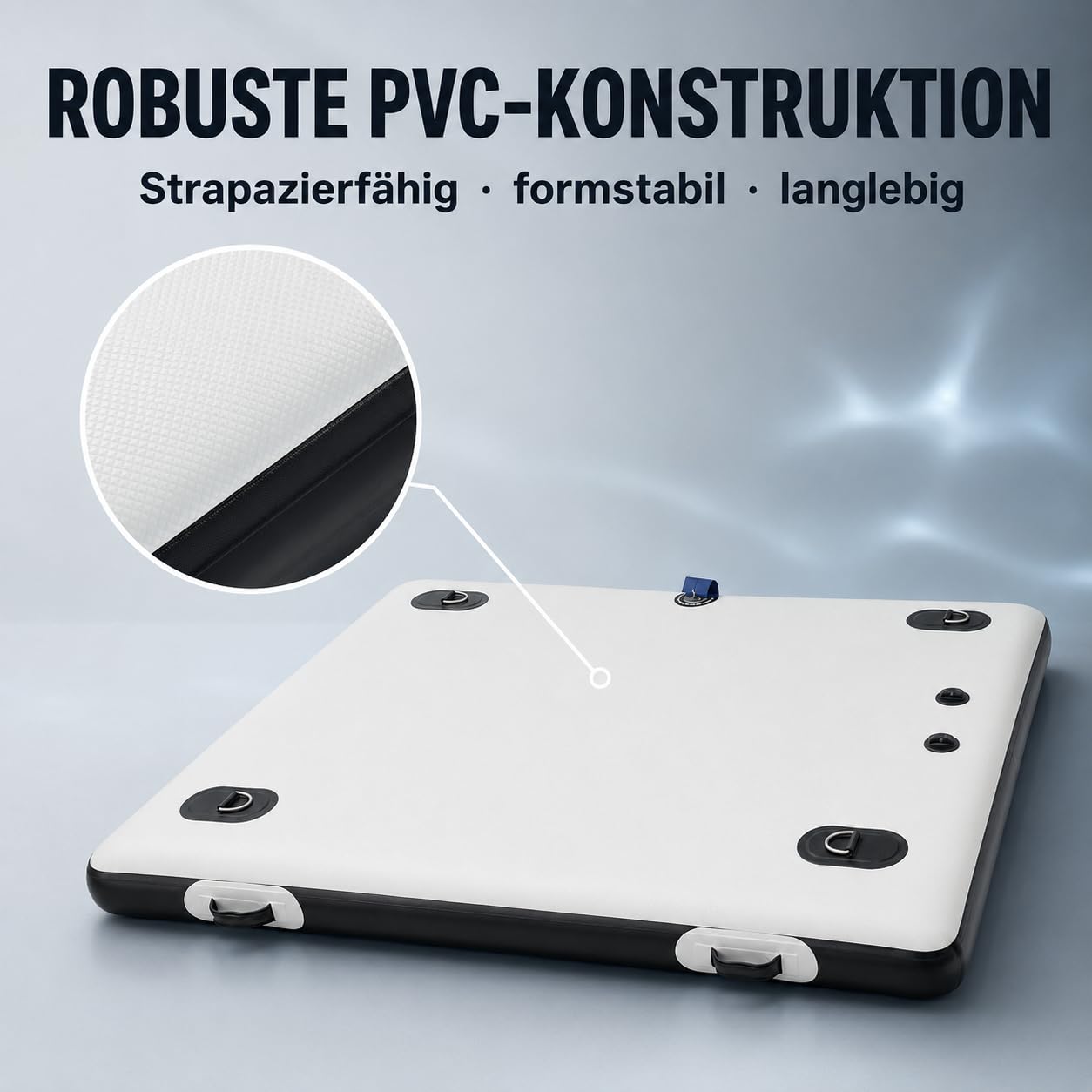 Aufblasbare Badeplattform 2x1,5m, Aufblasbare Dock mit Luftpumpen 400kg Tragkraft Schwimmplattform mit Paddel & Tasche, stabiles Schwimmdock für Angeln, See & Wassersport