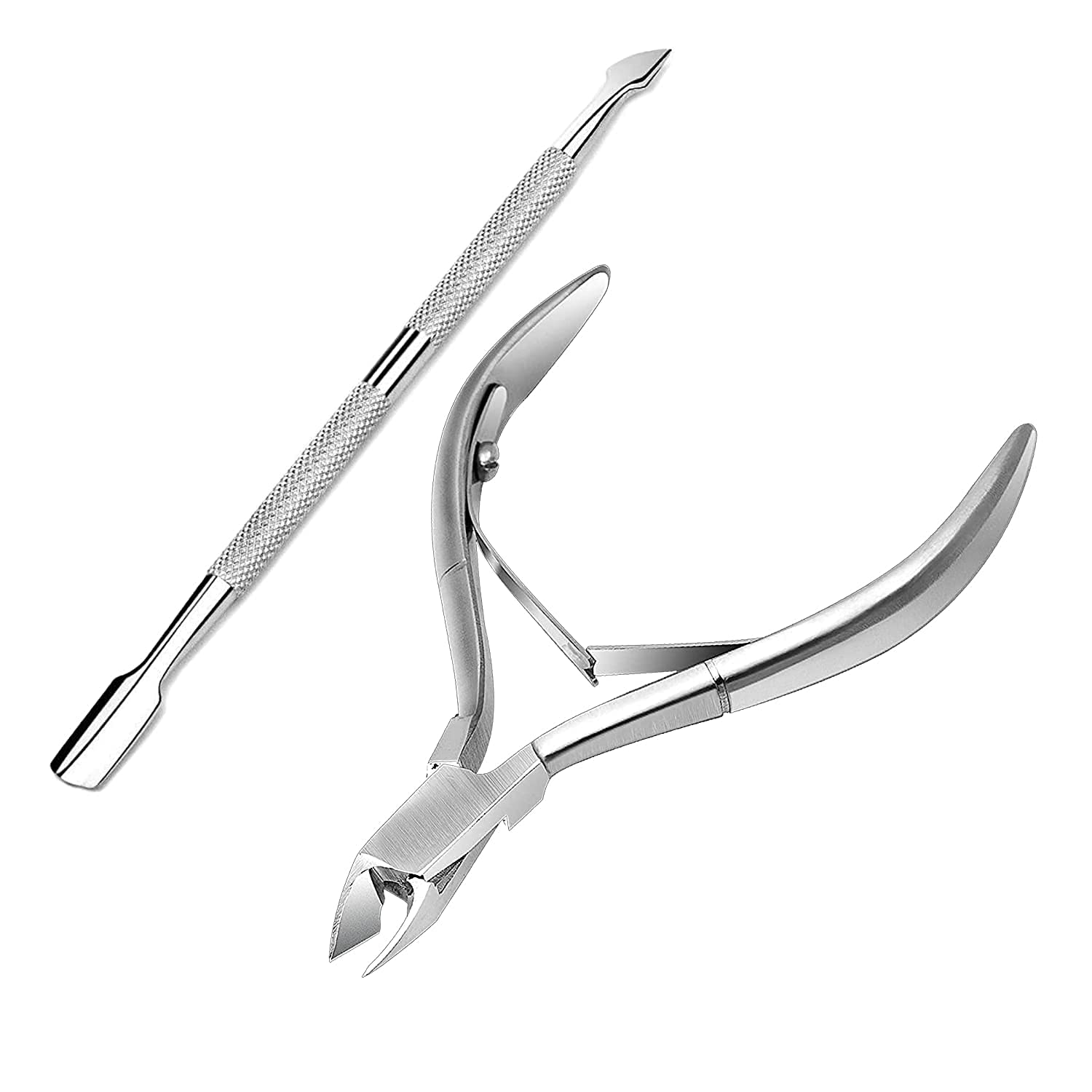 1 Cuticle Trimmer Cuticle Nippers with 1Cuticle Pusher and Triangle Cuticle Nail Pusher Peeler Scraper,Professional Stainless Steel Anti-slip Handle Cuticle Nipper Set-3PCS 4