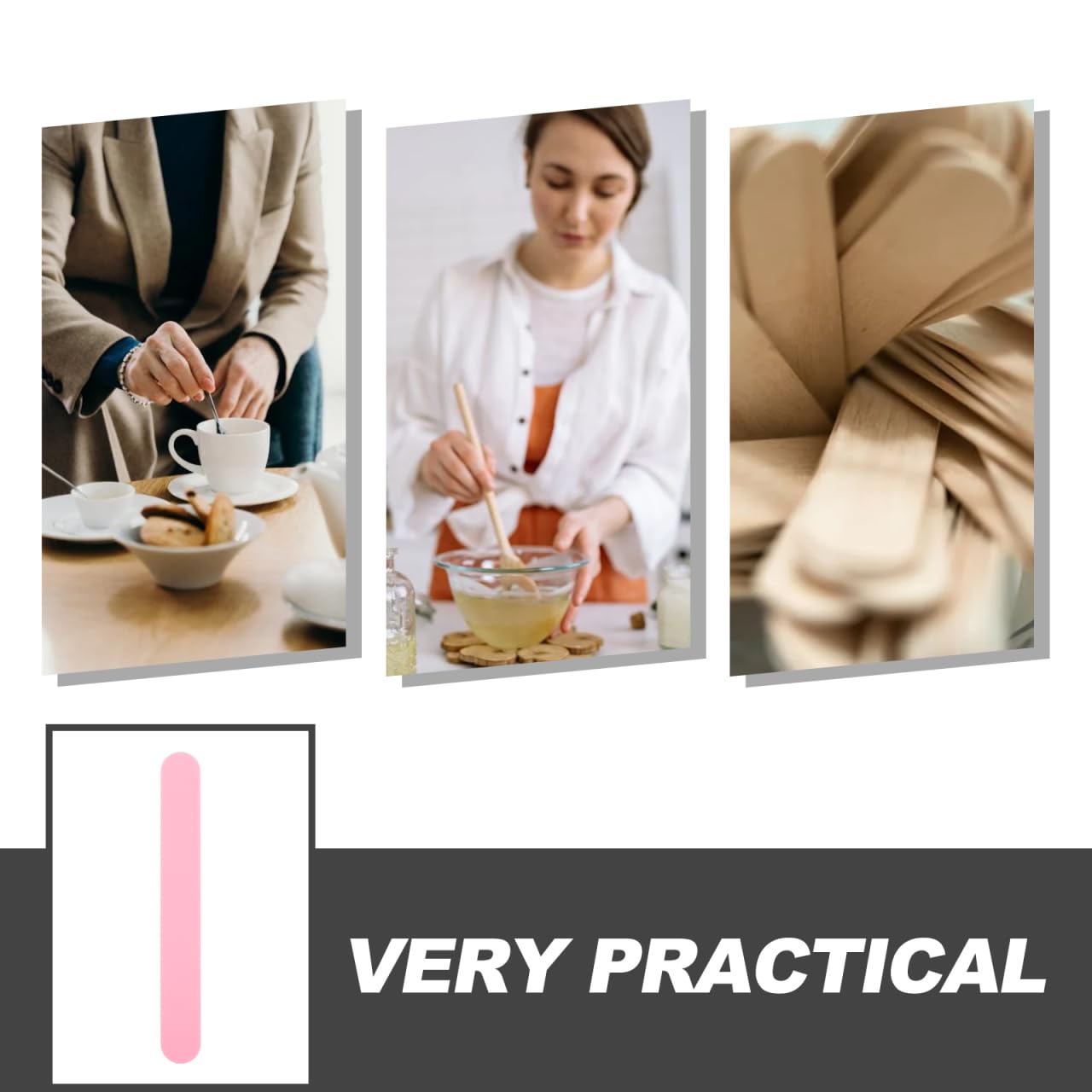 Lot de 25 abaisse-langues en plastique pour travaux manuels, spatules à la bouche - Rose