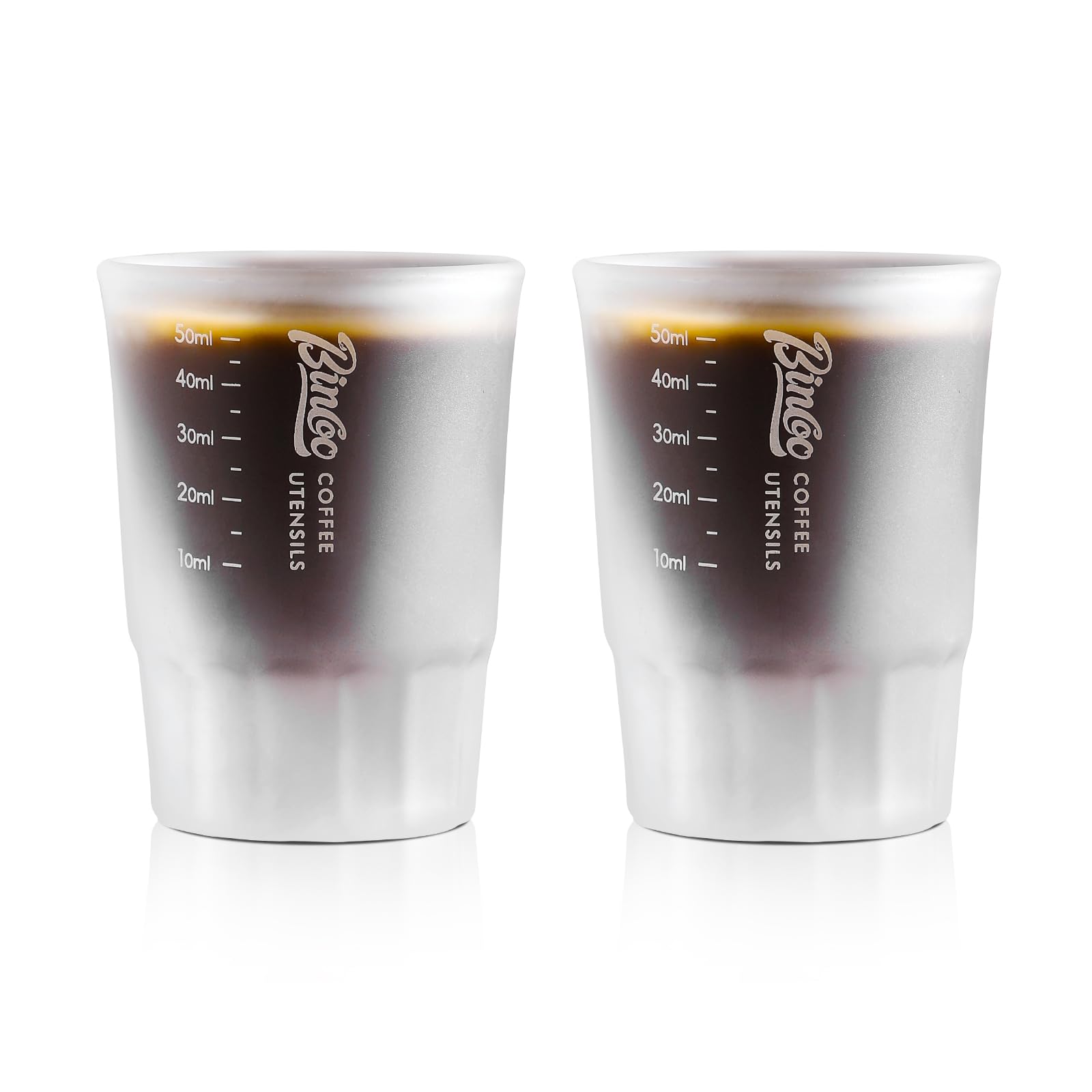 Measuring Shot Glasses 50ML Espresso Measuring Cup - 2 Pieces - Crystal - Frosted Glass, Perfect for Accurate Coffee espresso Alcohol & Ingredient Measuring - Versatile for Kitchen Cafe & Bar Use